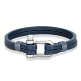 Men's Leather Bracelet Double Strand Stainless Steel Clasp