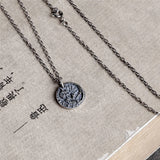 Men's Skull Necklace 925 Sterling Silver Devil Coin Pendant Biker Band