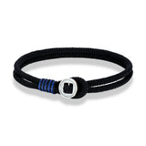 925 Silver Retro Button Bracelet Men Women Nautical Rope Couple Jewelry