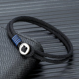 925 Silver Retro Button Bracelet Men Women Nautical Rope Couple Jewelry
