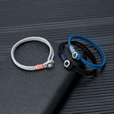925 Silver Retro Button Bracelet Men Women Nautical Rope Couple Jewelry