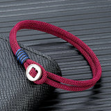 925 Silver Retro Button Bracelet Men Women Nautical Rope Couple Jewelry