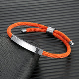 Adjustable Thread Rope Couple Custom Engraved Stainless Steel Bangle