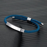 Adjustable Thread Rope Couple Custom Engraved Stainless Steel Bangle