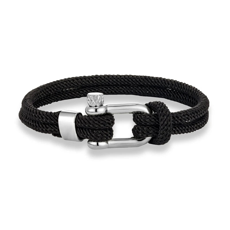 Nautical Rope Bracelet Double Strand Shackle Buckle Survival Jewelry