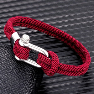 Nautical Rope Bracelet Double Strand Shackle Buckle Survival Jewelry