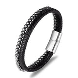 Multicolor Stone Men's Leather Bracelet, Christmas Gift
