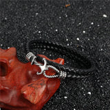 Navy Style Men Anchor Bracelet Double Layer Leather