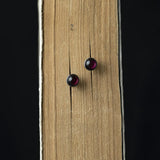 925 Sterling Silver Vintage Round Stud Earrings with Wine Stone