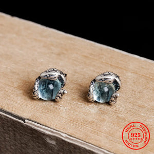 925 Silver Vintage Snake Stud Earrings With Light Stone