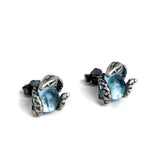 925 Silver Vintage Snake Stud Earrings With Light Stone