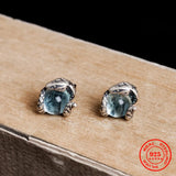 925 Silver Vintage Snake Stud Earrings With Light Stone