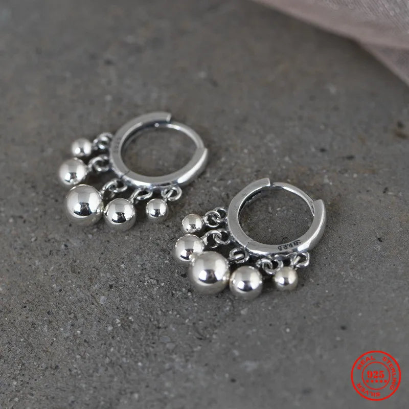 925 Sterling Silver Tassel Hoop Earrings for Women