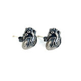 925 Silver Anatomical Heart Stud Earrings Punk Retro Style