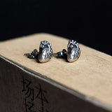 925 Silver Anatomical Heart Stud Earrings Punk Retro Style