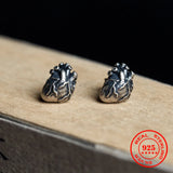 925 Silver Anatomical Heart Stud Earrings Punk Retro Style
