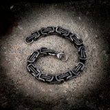 Punk Men 316L Stainless Steel Retro Byzantine Link Chain Bracelet