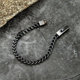 Punk Retro Link Chain Bracelets for Men Stainless Steel Square Magnet Antique