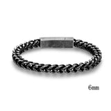 Punk Retro Link Chain Bracelets for Men Stainless Steel Square Magnet Antique