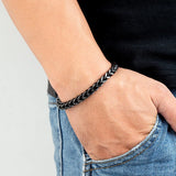 Punk Retro Link Chain Bracelets for Men Stainless Steel Square Magnet Antique