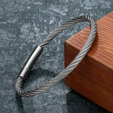 Non-fading Steel Wire rope Bracelet Vintage Cuff Charm Bracelet for Men