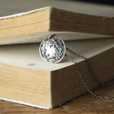 925 Silver Lion Head Coin Pendant Necklace Punk Style King Jewelry