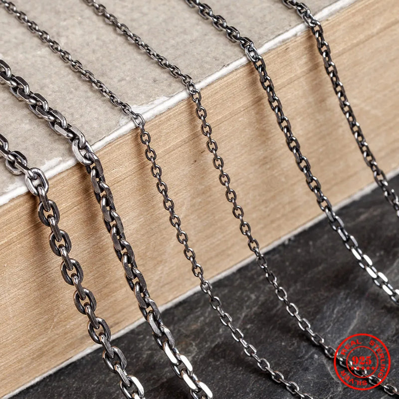 Punk Style 925 Silver Cuban Link Chain Necklace Men Women Gothic Hip Hop Jewelry