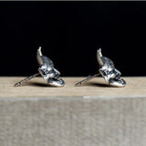 925 Silver Skeleton Prajna Stud Earrings Punk Style