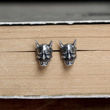 925 Silver Skeleton Prajna Stud Earrings Punk Style