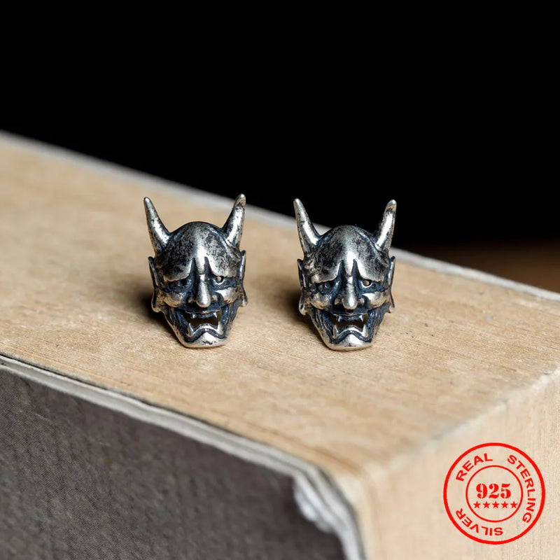 925 Silver Skeleton Prajna Stud Earrings Punk Style