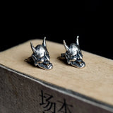 925 Silver Skeleton Prajna Stud Earrings Punk Style