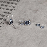 Vintage 925 Silver Rabbit Stud Earring Gothic Jewelry