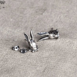 Vintage 925 Silver Rabbit Stud Earring Gothic Jewelry