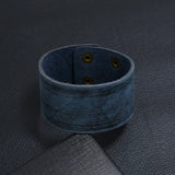 Vintage Brown Leather Wide Bangle Bracelet