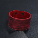 Vintage Brown Leather Wide Bangle Bracelet