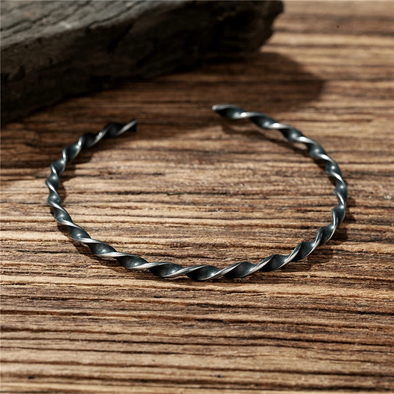Punk Vintage Cuff Bangle Stainless Steel Man Woman Bracelet