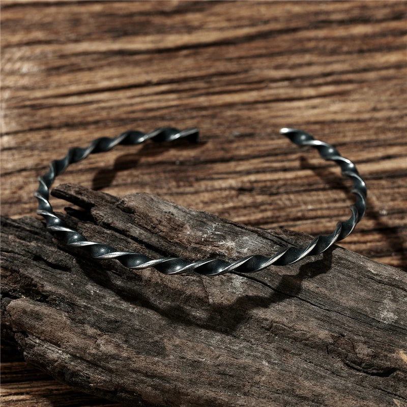Punk Vintage Cuff Bangle Stainless Steel Man Woman Bracelet
