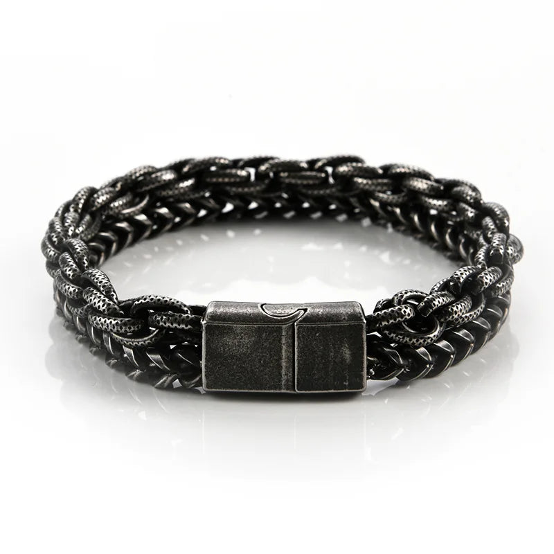 Vintage Biker Chain Bracelet Stainless Steel Bangle Jewelry