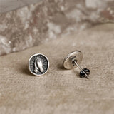 925 Silver Retro Devout Hands Stud Earrings Religious Belief Jewelry