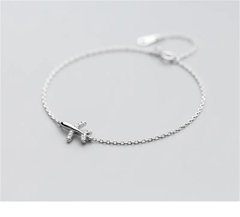 925 Silver Crystal Aircraft Bracelet - Gift for Women