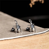 3D Ant Stud Earrings Sterling Silver 925 Hexapod Insect Ear Studs Bijoux