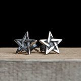 925 Sterling Silver Star Stud Earrings Punk Style Gothic Jewelry