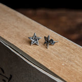 925 Sterling Silver Star Stud Earrings Punk Style Gothic Jewelry