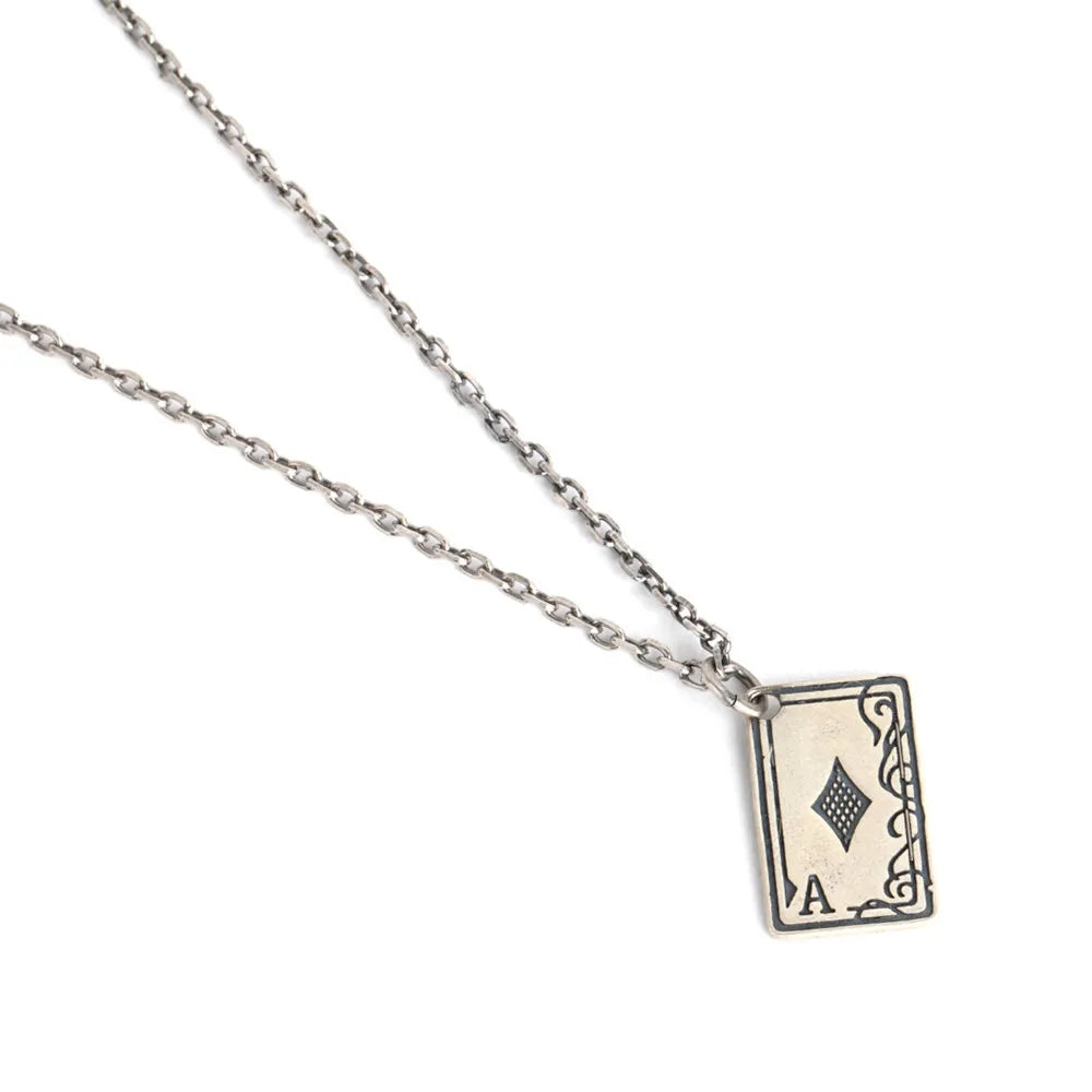 925 Silver Rectangle A Pendant Necklace Gothic Street Hip Hop Punk