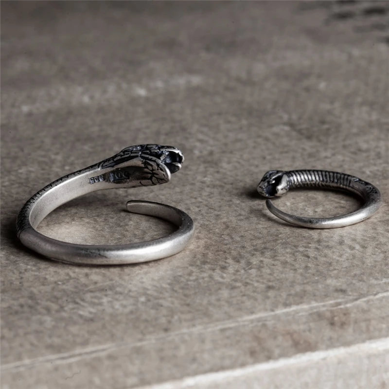 925 Silver Snake Shape Ring Men Women Gothic Street Hip Hop Punk Dark Jewelry