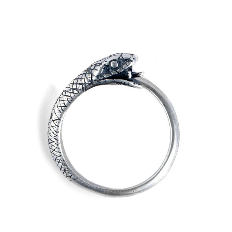 925 Silver Snake Shape Ring Men Women Gothic Street Hip Hop Punk Dark Jewelry