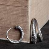 925 Silver Snake Shape Ring Men Women Gothic Street Hip Hop Punk Dark Jewelry