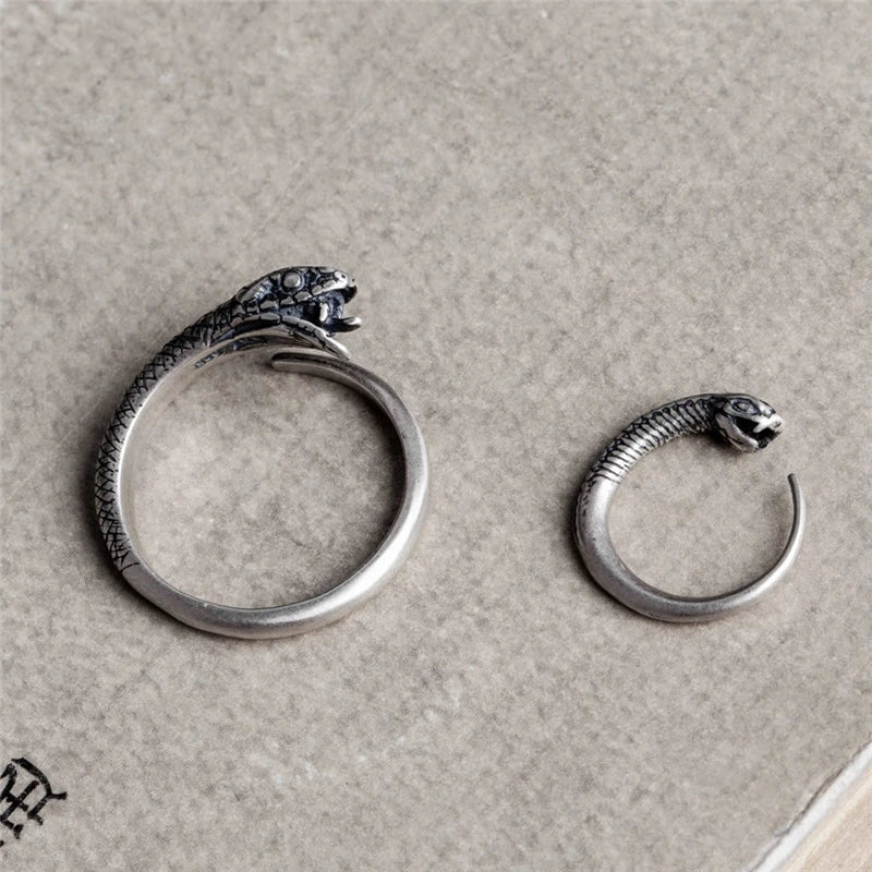 925 Silver Snake Shape Ring Men Women Gothic Street Hip Hop Punk Dark Jewelry