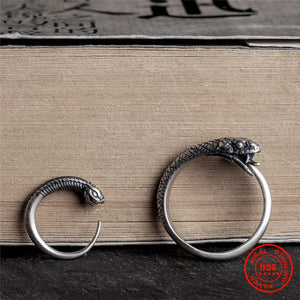 925 Silver Snake Shape Ring Men Women Gothic Street Hip Hop Punk Dark Jewelry