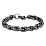 Vintage Oxidized Link Chain Bracelet Men Stainless Steel Biker Jewelry